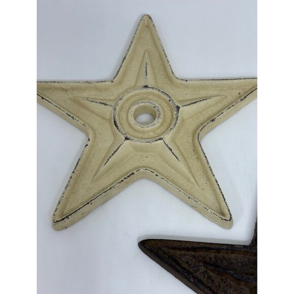 Set of 2 Cast Iron Texas Star Anchor Plates 6.5" Wall Decor Center Hole Rustic - Picture 2 of 8